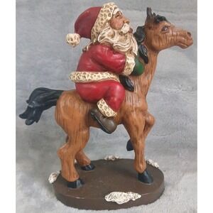 Rick J Rowley Santa On Horse Yee Haw Resin Figure Lost Woodsman 2004 World Wide